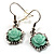 Pale Green Acrylic Rose Drop Earrings (Burnished Silver Finish) - view 2
