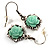 Pale Green Acrylic Rose Drop Earrings (Burnished Silver Finish) - view 4