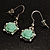 Pale Green Acrylic Rose Drop Earrings (Burnished Silver Finish) - view 5