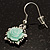 Pale Green Acrylic Rose Drop Earrings (Burnished Silver Finish) - view 6