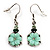 Pale Green Acrylic Crystal Floral Drop Earrings (Burnished Silver Finish)