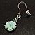 Pale Green Acrylic Crystal Floral Drop Earrings (Burnished Silver Finish) - view 6