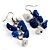 Blue & White Semiprecious Chip Drop Earrings (Silver Tone) - view 2