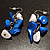 Blue & White Semiprecious Chip Drop Earrings (Silver Tone) - view 5