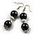 Black & White Bead Drop Earrings (Silver Tone) - view 5
