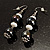 Black & White Bead Drop Earrings (Silver Tone) - view 6