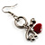 Silver Tone Charm Drop Earrings (Red) - view 2