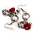 Silver Tone Charm Drop Earrings (Red) - view 5
