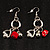 Silver Tone Charm Drop Earrings (Red) - view 7