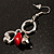 Silver Tone Charm Drop Earrings (Red) - view 3