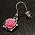PInk Acrylic Rose Drop Earrings (Burnished Silver Finish) - view 6