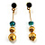 Gold Plated Emerald Green Crystal Drop Earrings - view 2