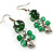 Green Glass Bead Drop Earrings (Silver Tone) - view 3