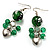 Green Glass Bead Drop Earrings (Silver Tone) - view 4
