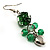Green Glass Bead Drop Earrings (Silver Tone) - view 2