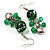 Green Glass Bead Drop Earrings (Silver Tone) - view 5