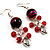 Red Glass Bead Drop Earrings (Silver Tone) - view 3