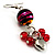 Red Glass Bead Drop Earrings (Silver Tone) - view 2