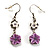 Lilac Floral Drop Earrings (Burn Silver Finish)