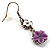 Lilac Floral Drop Earrings (Burn Silver Finish) - view 5