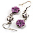 Lilac Floral Drop Earrings (Burn Silver Finish) - view 6