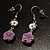 Lilac Floral Drop Earrings (Burn Silver Finish) - view 2