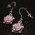 Pale Pink Acrylic Rose Drop Earrings (Burnished Silver Finish) - view 6