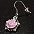 Pale Pink Acrylic Rose Drop Earrings (Burnished Silver Finish) - view 7