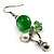 Green Bead Drop Earrings (Silver Tone) - view 2