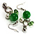 Green Bead Drop Earrings (Silver Tone) - view 3