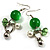 Green Bead Drop Earrings (Silver Tone) - view 4
