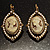 Vintage Cameo Imitation Pearl Drop Earrings (Burn Gold) - view 2