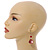 Coral Red Shell Bead Drop Earrings (Silver Tone) - view 2