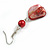 Coral Red Shell Bead Drop Earrings (Silver Tone) - view 4