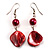 Coral Red Shell Bead Drop Earrings (Silver Tone) - view 8
