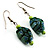 Green Floral Resin Drop Earrings (Silver Tone) - view 4