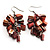 Coral Pink Shell Composite Cluster Dangle Earrings (Silver Tone)