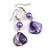 Purple Shell Bead Drop Earrings (Silver Tone) - view 3