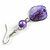 Purple Shell Bead Drop Earrings (Silver Tone) - view 4