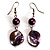 Purple Shell Bead Drop Earrings (Silver Tone) - view 8