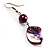 Purple Shell Bead Drop Earrings (Silver Tone) - view 6