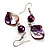 Purple Shell Bead Drop Earrings (Silver Tone) - view 7