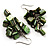 Olive Green Shell Composite Cluster Dangle Earrings (Silver Tone) - view 7