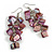 Purple Shell Composite Cluster Dangle Earrings (Silver Tone) - view 4