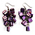 Purple Shell Composite Cluster Dangle Earrings (Silver Tone) - view 8