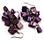 Purple Shell Composite Cluster Dangle Earrings (Silver Tone) - view 9