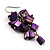 Purple Shell Composite Cluster Dangle Earrings (Silver Tone) - view 10