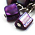Purple Shell Composite Cluster Dangle Earrings (Silver Tone) - view 7