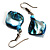 Light Blue Shell Bead Drop Earrings (Silver Tone) - view 4