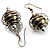 Silver Tone Olive Green Faux Pearl Drop Earrings - view 3